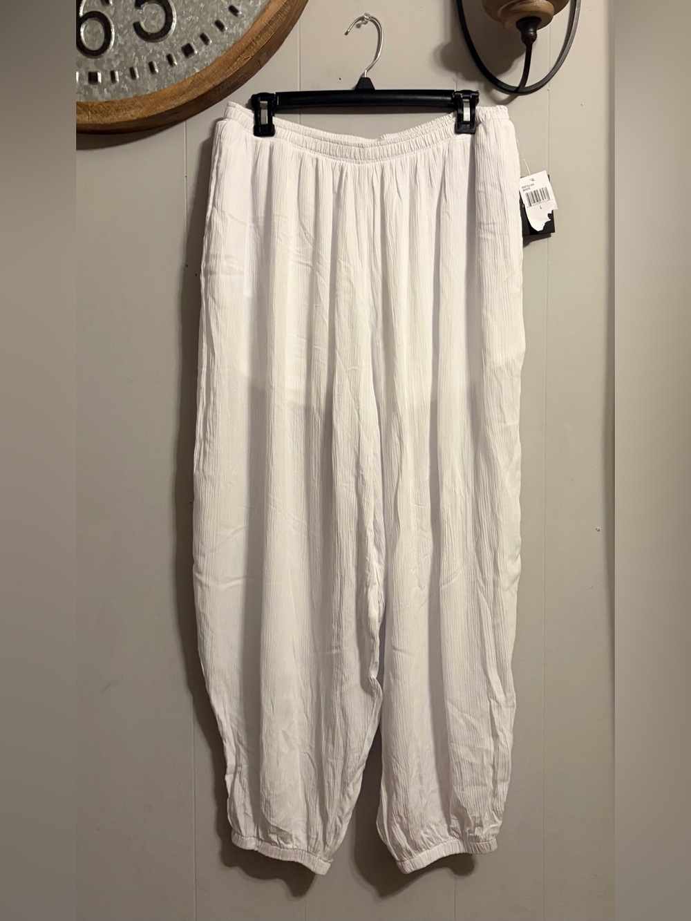 White Elastic-Waist swimsuit cover up